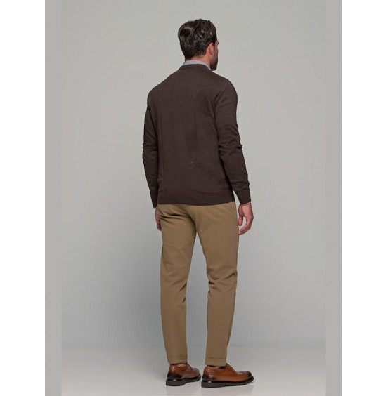 GNIOUS ΑΝΤΡΙΚΟ ΜΑΚΡΥΜΑΝΙΚΟ ΠΟΥΛΟΒΕΡ DK. BROWN MIX 21-300186-6506