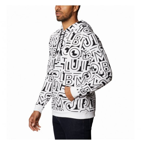 COLUMBIA M LOGO PRINTED HOODIE BLACK/WHITE/TYPO PRINT (1911652010)
