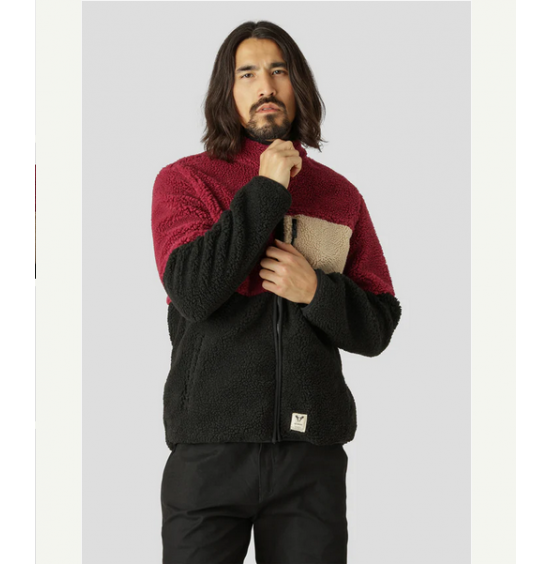 FAT MOOSE HUGH BLOCK FLEECE JACKET WINE/BLACK (FM2166)
