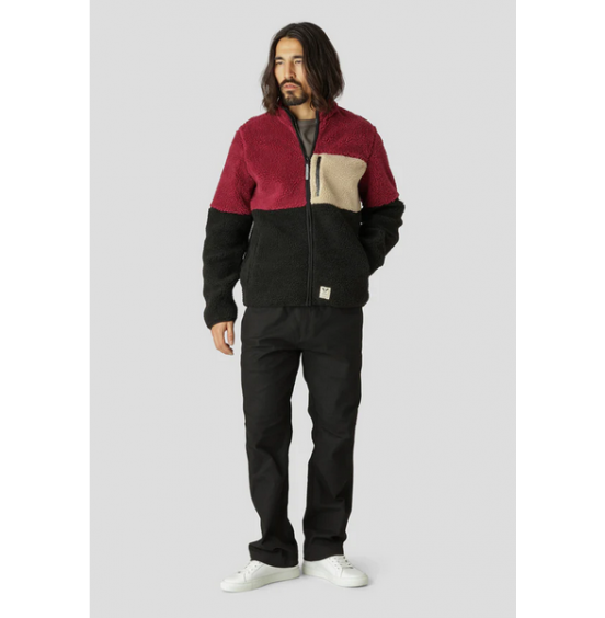FAT MOOSE HUGH BLOCK FLEECE JACKET WINE/BLACK (FM2166)