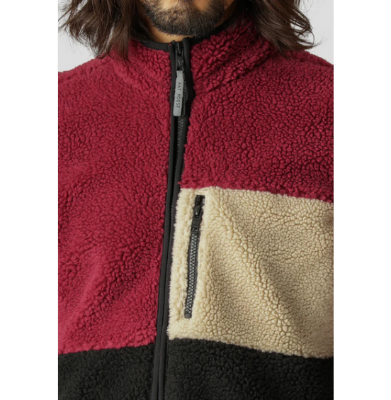 FAT MOOSE HUGH BLOCK FLEECE JACKET WINE/BLACK (FM2166)