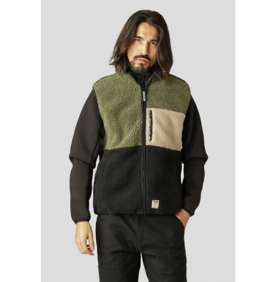 FAT MOOSE HUGH BLOCK FLEECE VEST ARMY/BLACK (FM2167)