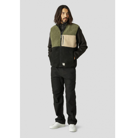 FAT MOOSE HUGH BLOCK FLEECE VEST ARMY/BLACK (FM2167)