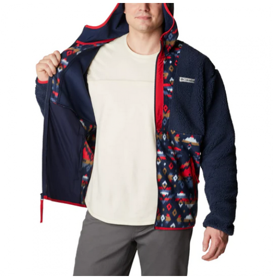 COLUMBIA BACKBOWL SHERPA FULL ZIP HOODIE COLLEGIATE NAVY/COLLEGIATE NAVY ROCKY MOUNTAIN PRINT (1952403464)