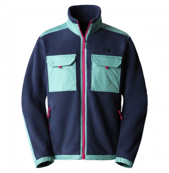 THE NORTH FACE ROYAL ARCH FULL ZIP FLEECE SUMMIT NAVY/WASABI/FUSCHIA PINK (NF0A7UJBD00)