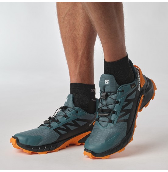 SALOMON SUPERCROSS 4 GORE-TEX 471198 ΑΝΤΡΙΚΑ ΠΑΠΟΥΤΣΙΑ ΟΡΕΙΝΟΥ ΤΡΕΞΙΜΑΤΟΣ ΜΠΛΕ STARGAZER-ΜΑΥΡΟ-ΠΟΡΤΟΚΑΛΙ TURMARIC 