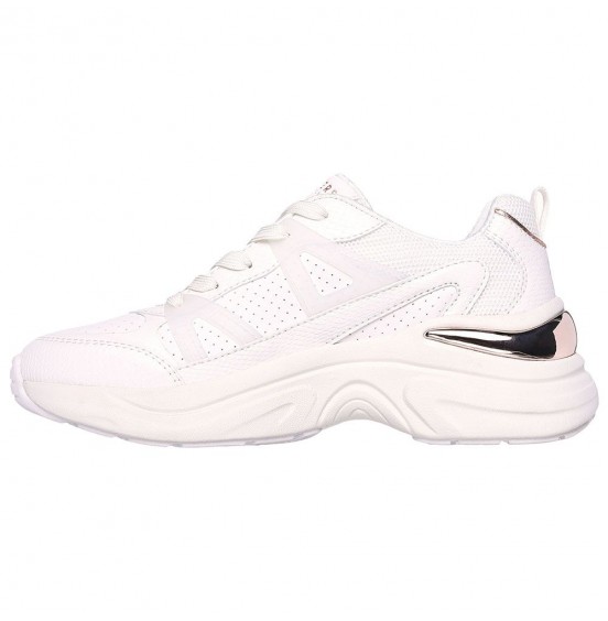 SKECHERS SNAKE TRIMMED PERFORATED DURLEATHER LACE UP FASHION SNEAKER WHITE 177576-WHT