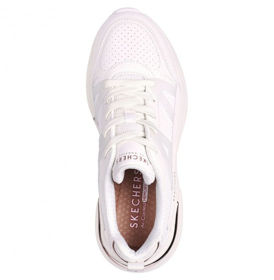 SKECHERS SNAKE TRIMMED PERFORATED DURLEATHER LACE UP FASHION SNEAKER WHITE 177576-WHT