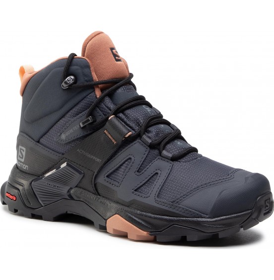 SALOMON X ULTRA MID GTX WOMEN'S EBONY/MOCHA MOUSSE/ALMOND CREAM (412956)