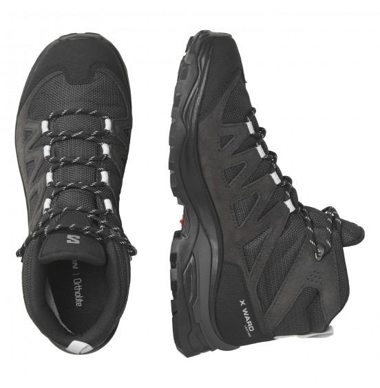SALOMON X WARD LEATHER MID GTX W Γυναικεία μποτάκια πεζοπορίας (471819)  EBONY/PHANTOM/BLACK